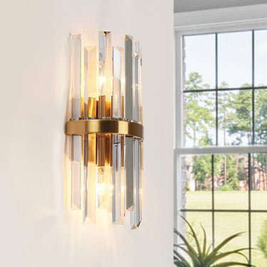Modern Crystal Sconce, 2-Light, Brass Finish - HA05033 