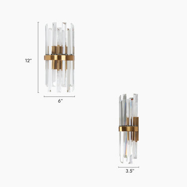 2-Light Crystal Sconce with Wall Plates, Brass Finish - HA05033 