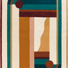 Hacienda multicolor hand-tufted wool rug by Florence Bourel, top view