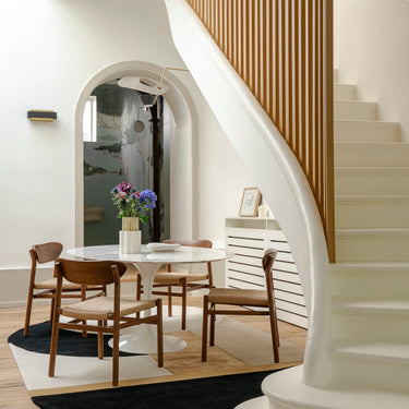 Bijoux Précieux wool rug in Black and White, styled in a room