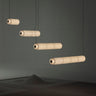 Architectural linear suspension light with Japanese paper shade