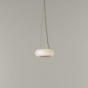 Tekiò washi paper pendant light with warm dim LED illumination
