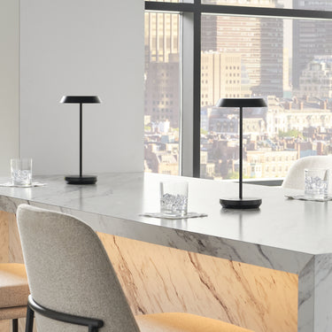 Visual Comfort Modern Tepa Lamp in Black: Battery-Powered Table Lamp for Study or Office Desk