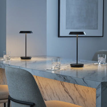 Modern Black Rechargeable Table Lamp: Tepa Accent Lamp with 3-Step Touch Dimmer for Bedroom Lighting
