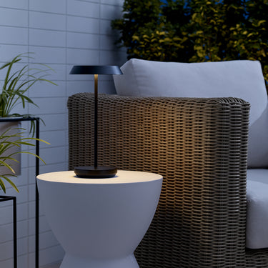 Sleek Black Tepa Accent Lamp: Modern Minimalist Rechargeable Table Lamp for Ambient Lighting 