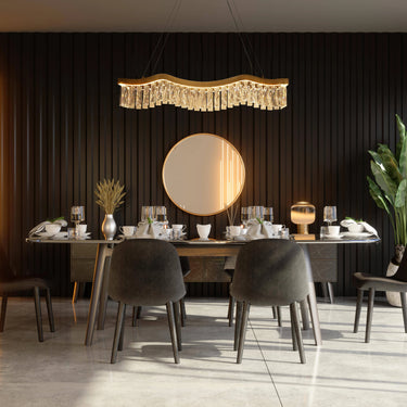 33.5" Crystal Chandelier - Thelonious Art Deco Style, Elegant Dining Suspension