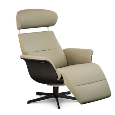 Cement abric Scandinavian lounge chair with memory foam seat and adjustable headrest for full-body comfort