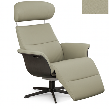 Conform Sweden ergonomic recliner chair with adjustable backrest and footstool in cement leather finish
