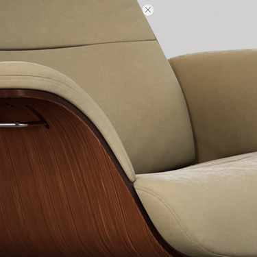 Scandinavian taupe recliner chair with adjustable backrest and ergonomic lumbar support