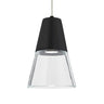 Besa Lighting Timo 6 mini pendant with clear glass shade and black accent, warm LED lighting for kitchen island and dining spaces