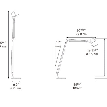 Contemporary task lighting floor lamp with on-head control switch and minimalist structure