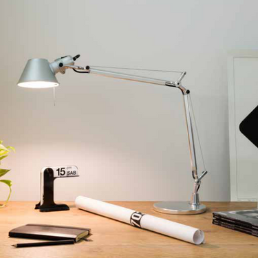 Iconic Tolomeo Classic LED desk lamp in aluminum for reading, study, and professional desks