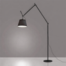 Artemide Tolomeo Mega LED floor lamp in bedroom corner lighting setup in black shade and black finish