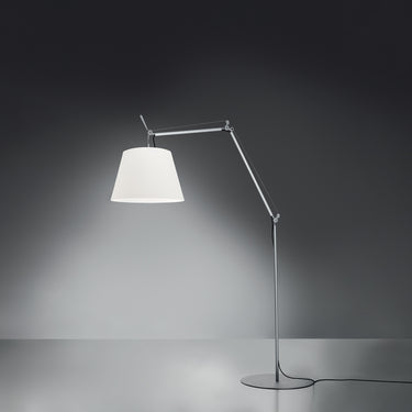Outdoor standing lamp with aluminum structure and washable Thuia fabric shade, Tolomeo Mega