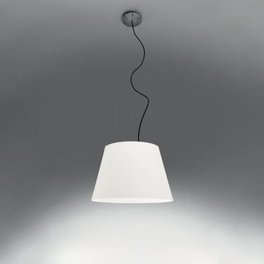 White finish Tolomeo Mega Outdoor Suspension Lamp with durable 50cm diffuser for wet locations
