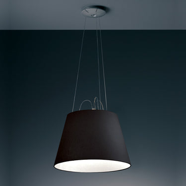 Tolomeo Mega Pendant Light with black fabric shade – modern adjustable ceiling lamp for bedrooms, offices, or dining areas