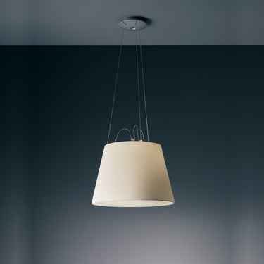 Artemide Tolomeo pendant ceiling light featuring a warm parchment shade – ideal for dining rooms or living spaces