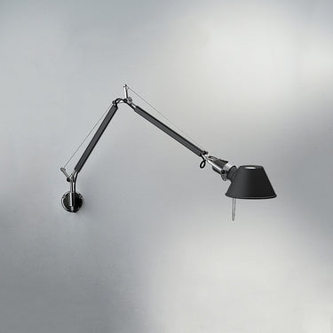 Modern Artemide Tolomeo Mini swing arm wall sconce in brushed aluminum for designer reading lighting