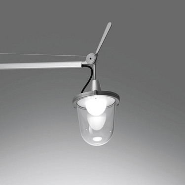 Modern Tolomeo outdoor lantern floor lamp by Artemide with reinforced aluminum and concrete base