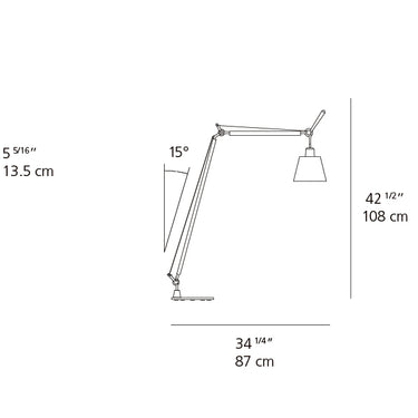 LED compatible Tolomeo floor lamp with extruded aluminum structure for efficient reading illumination

