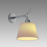 Modern adjustable Tolomeo wall reading light with parchment shade, polished aluminum arm, elegant Italian design