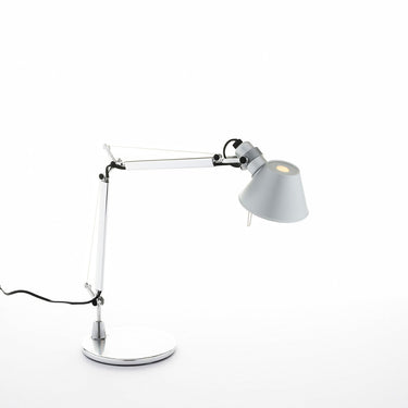 Compact Tolomeo Micro table lamp in black with 360-degree rotating arm for reading light
