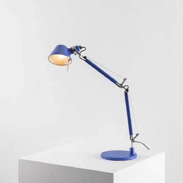 Artemide Tolomeo Micro matte Blue Klein table lamp with rotating shade and weighted base