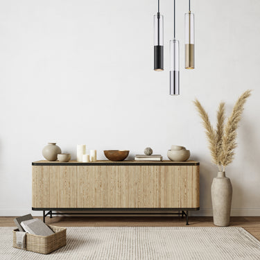 ET2 Torch tube pendant as a trio over a console