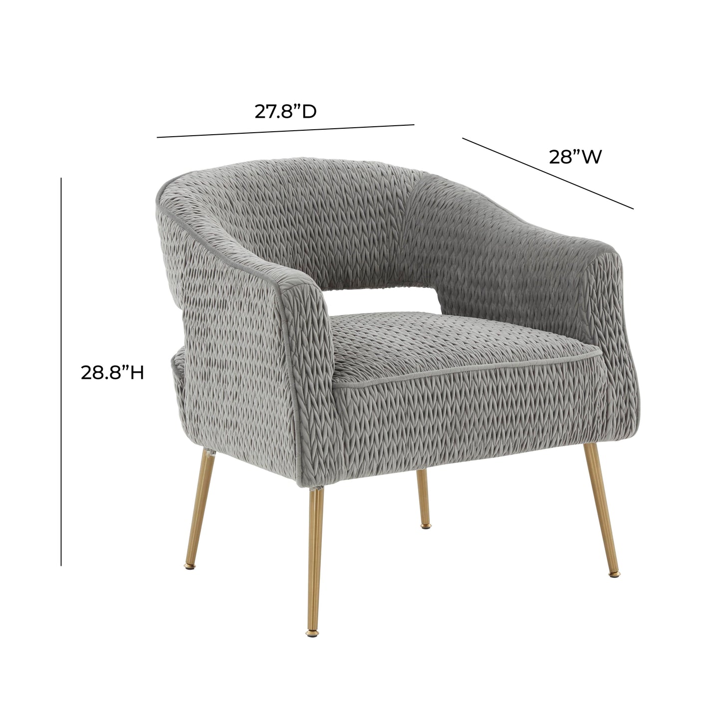 Tov Furniture Diana Grey Velvet Accent Chair