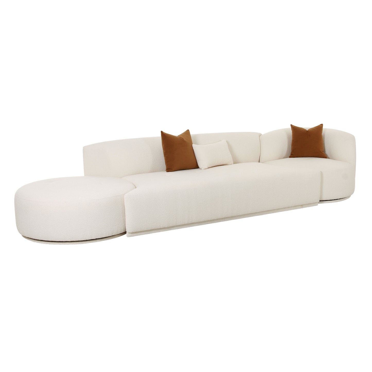 Tov Furniture Fickle Cream Boucle 3-Piece Chaise Modular Sofa