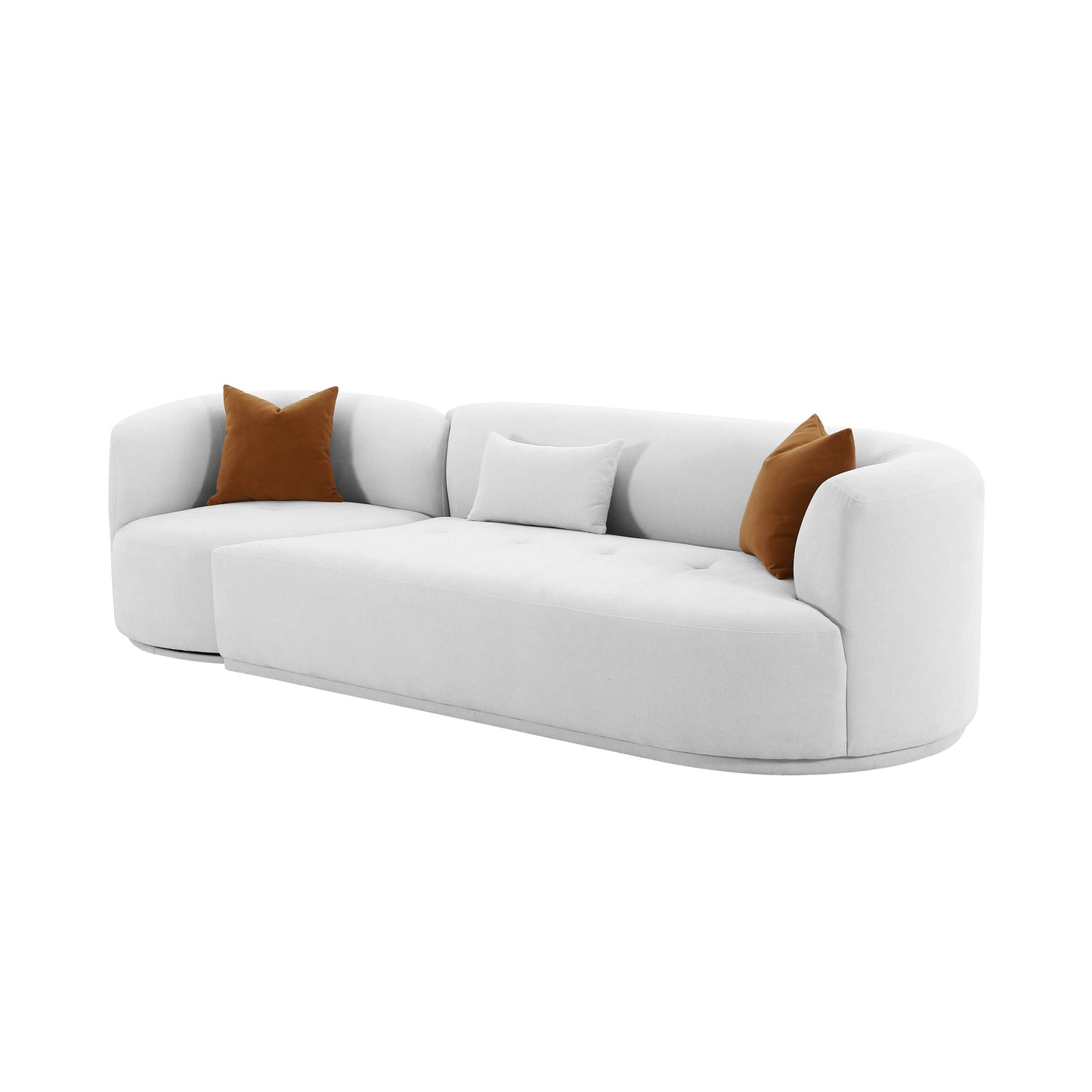 Tov Furniture Fickle Grey Velvet 2-Piece Modular RAF Sofa