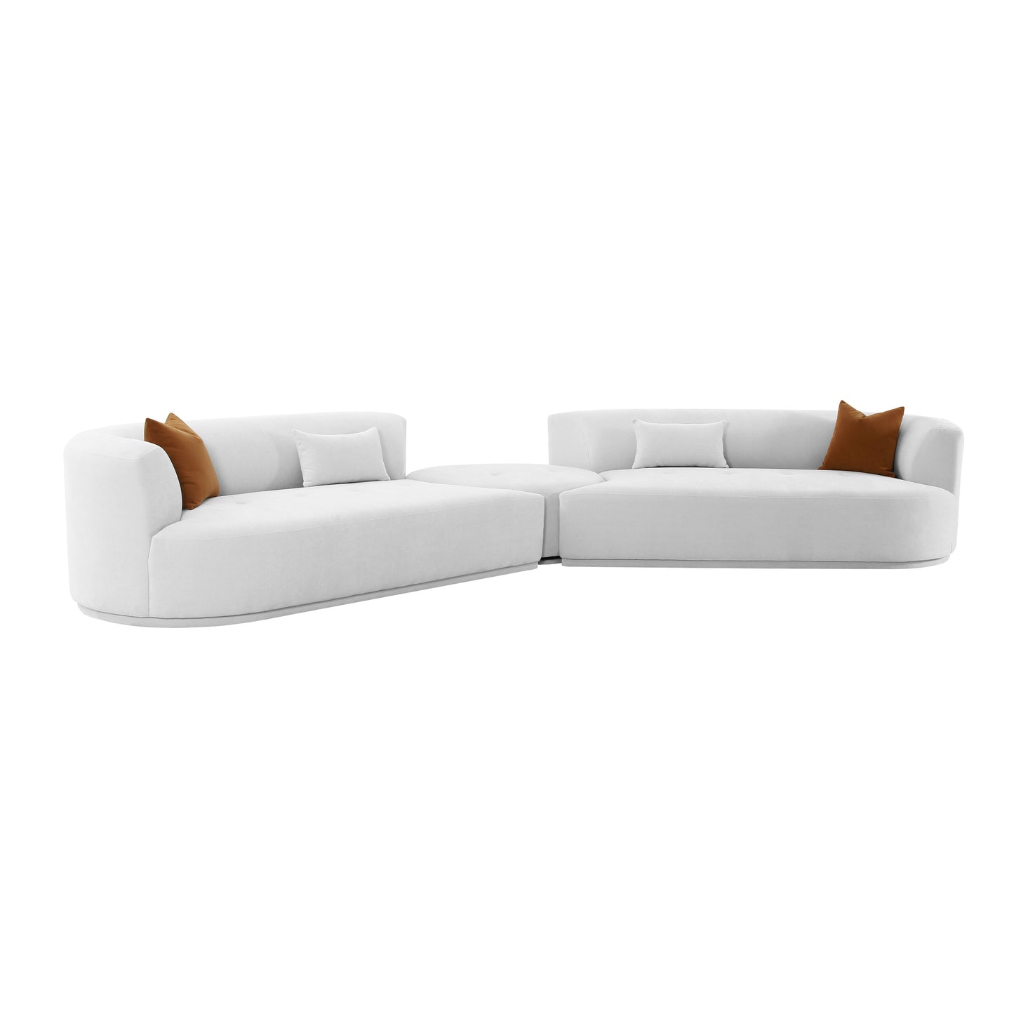 Tov Furniture Fickle Grey Velvet 3-Piece Modular Sectional