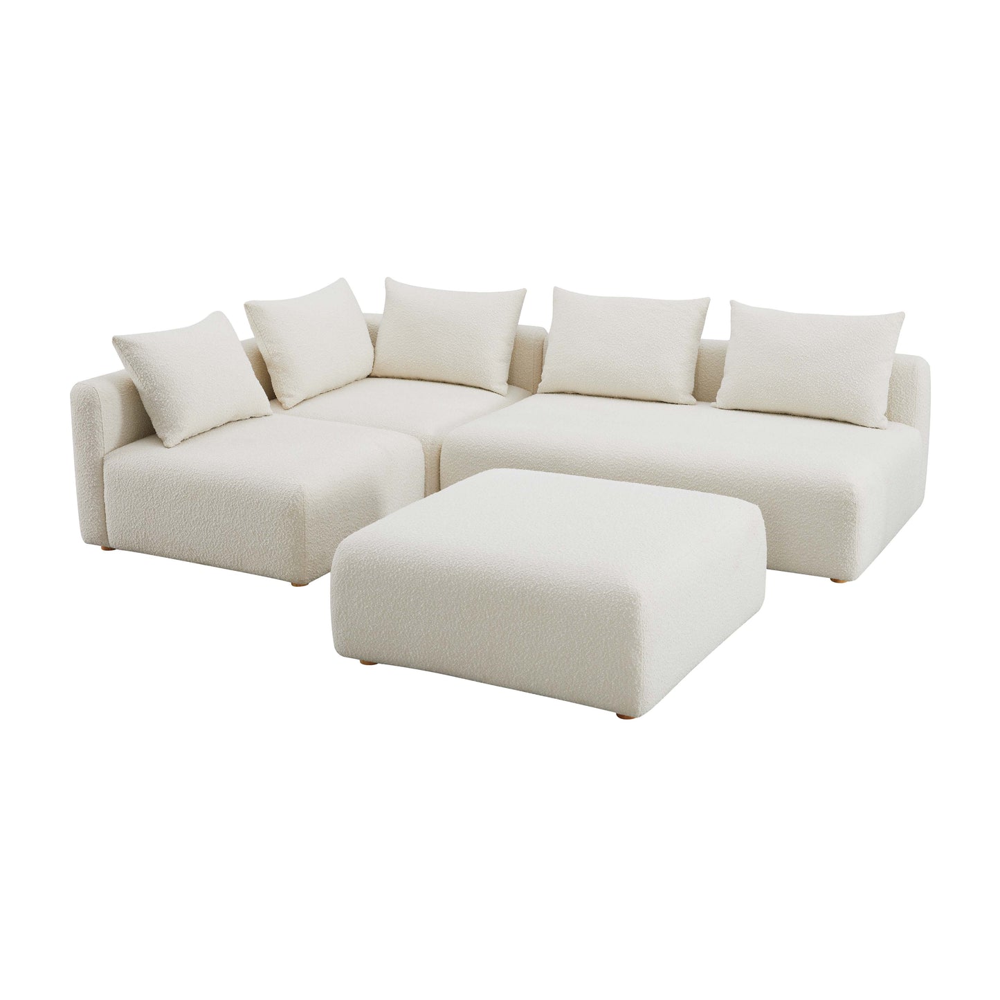 Tov Furniture Hangover Cream Boucle 4-Piece Modular Chaise Sectional