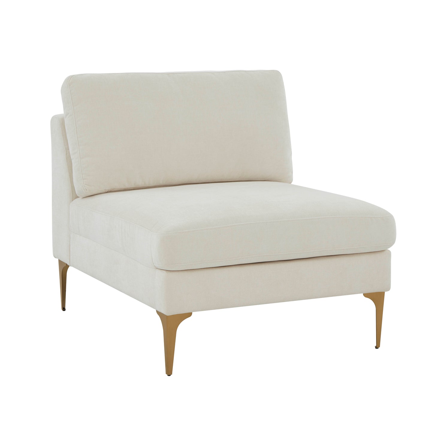 Tov Furniture Serena Cream Velvet Armless Chair with Black Legs