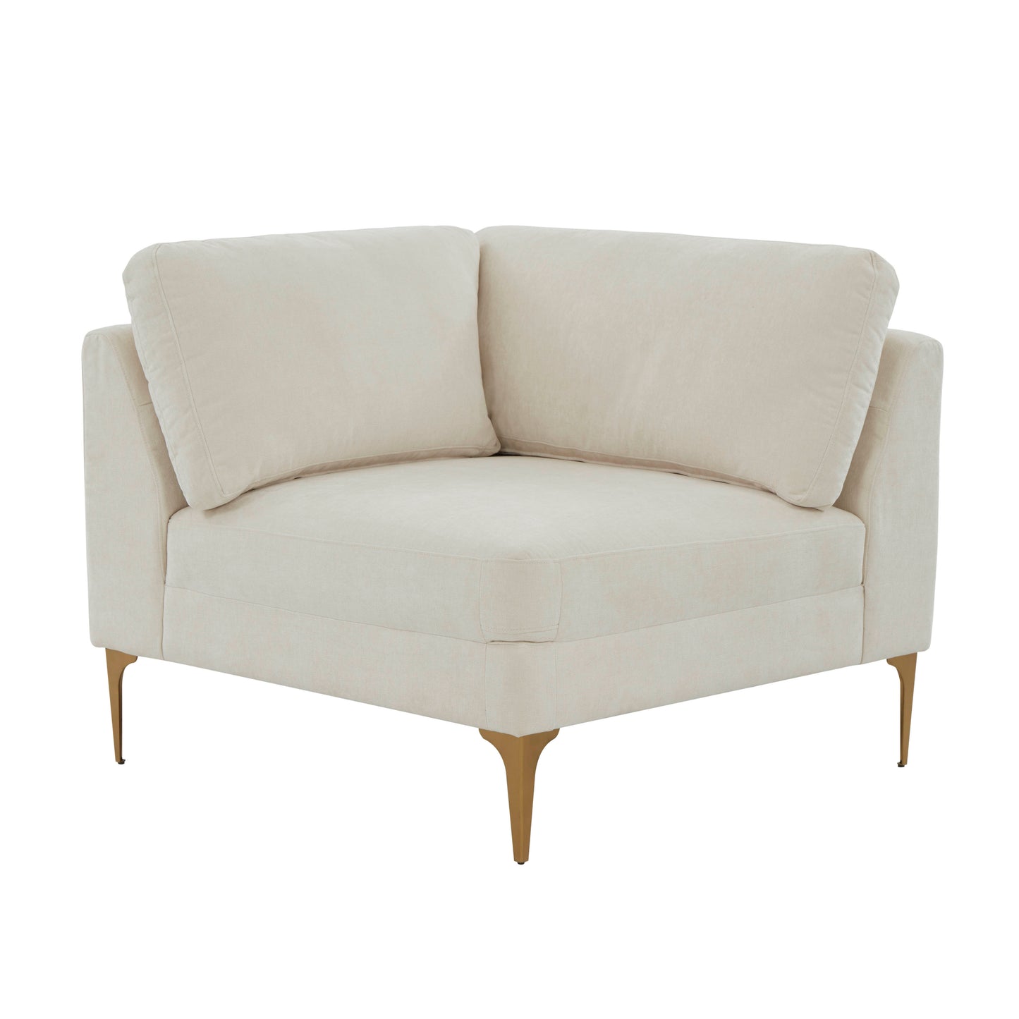Tov Furniture Serena Cream Velvet Corner Chair with Black Legs
