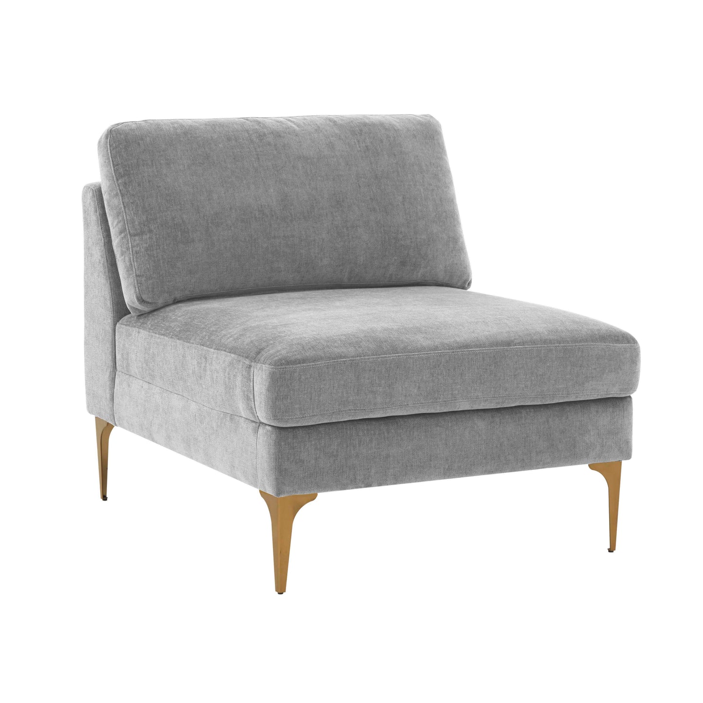 Tov Furniture Serena Gray Velvet Armless Chair with Black Leg