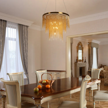 Tracienuri 31.5" 10-Light Modern Brass LED Chandelier for Dining Room 