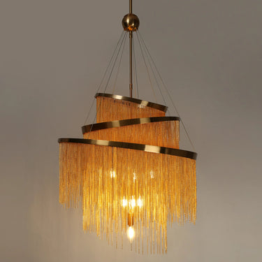 Modern Brass Chandelier - 7 Light, 24" Tracienuri Rainfall Design