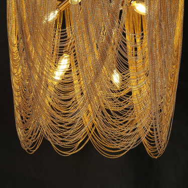 Modern Glam Brass Chandelier with "Frozen Rainfall" Design