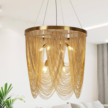 Adjustable Height Brass Chandelier