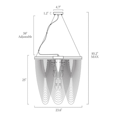 7-Light Brass Chandelier with Metal Rod Design