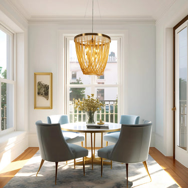 Brass Glam Chandelier for Dining Room, 24", 9-Lights
