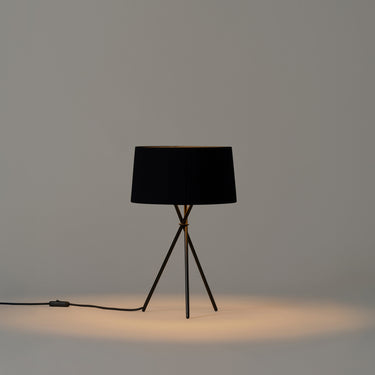 Modern black ribbon shade table lamp by Santa & Cole