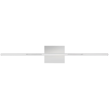 Satin nickel LED bathroom vanity light with frosted glass design, 25.6 inch three light ADA compliant fixture