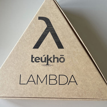 Lambda lamp by Teukho gift box with the λ logo