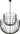 Sanchi Large Two Tier Chandelier by Sean Lavin in Aged Iron, two open ribbon baskets stacked on a rod from a round canopy, second view of the tiers and ribbon detail