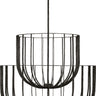 Sanchi Large Two Tier Chandelier by Sean Lavin in Aged Iron, two open ribbon baskets stacked on a rod from a round canopy