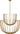 Sanchi Large Two Tier Chandelier by Sean Lavin in Polished Antique Brass, two open ribbon baskets stacked on a rod from a round canopy, second view of the tiers and ribbon detail