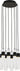 Lassell 8-Light chandelier in Nightshade Black, full length view with black cords and canopy
