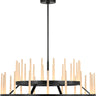 Sagrada 36 Two-Tier Chandelier by Sean Lavin in Bronze, two tiers of lit crystal rods on a brass ring